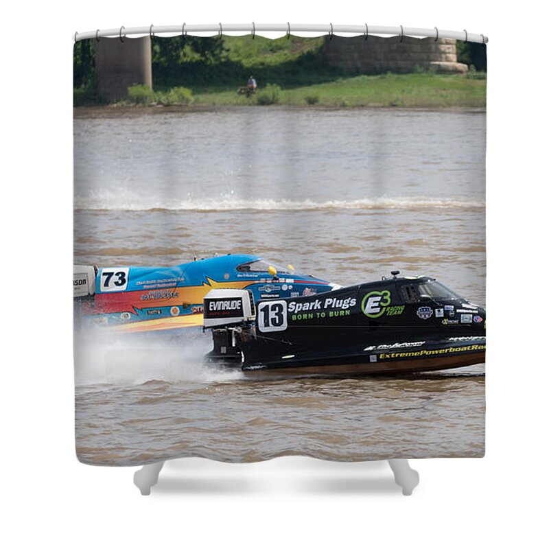 Speed Boat Shower Curtain featuring the photograph Speed Boats On The Ohio by Holden The Moment