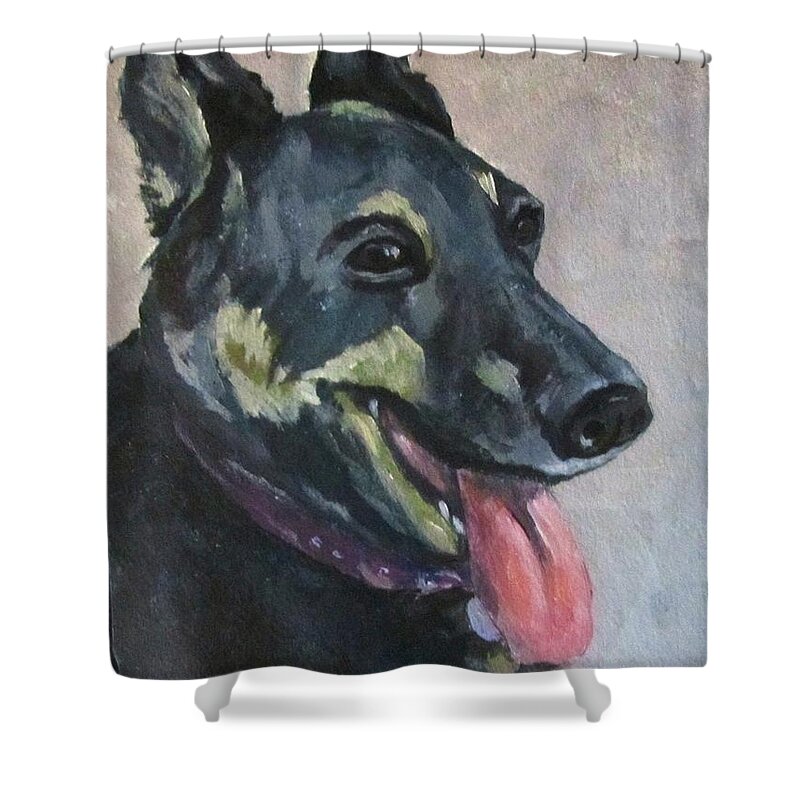 Dog Shower Curtain featuring the painting Spencer by Barbara O'Toole