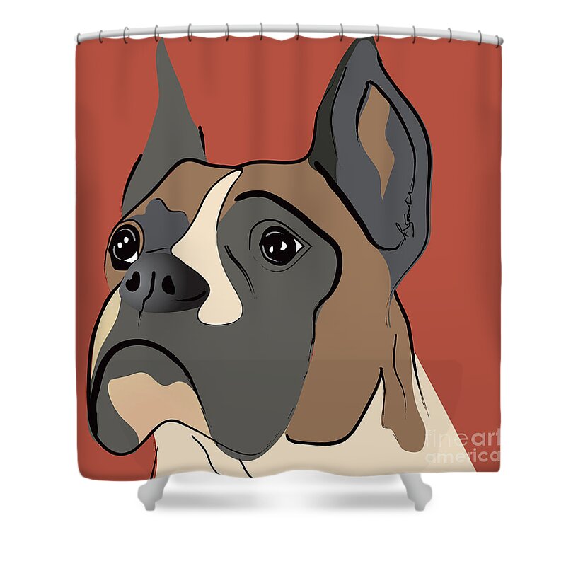 Dogs Shower Curtain featuring the painting Spencer Boxer Dog Portrait by Robyn Saunders