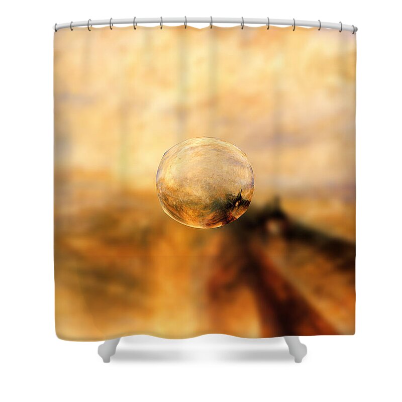Post Modern Shower Curtain featuring the digital art Sphere 8 Turner by David Bridburg