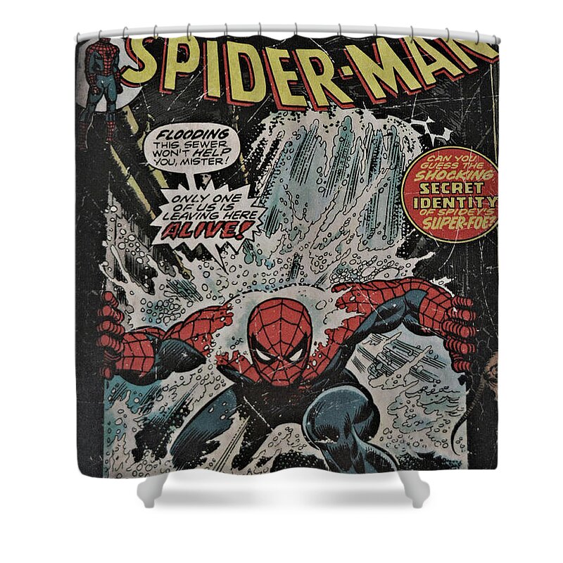 Siderman Shower Curtain featuring the photograph Spider-Man Super Hero by Nancy Jenkins