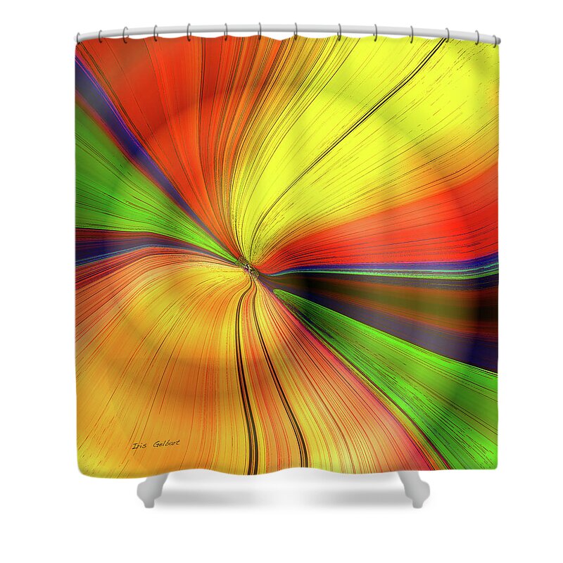 Abstract Shower Curtain featuring the digital art Spinning #3 by Iris Gelbart