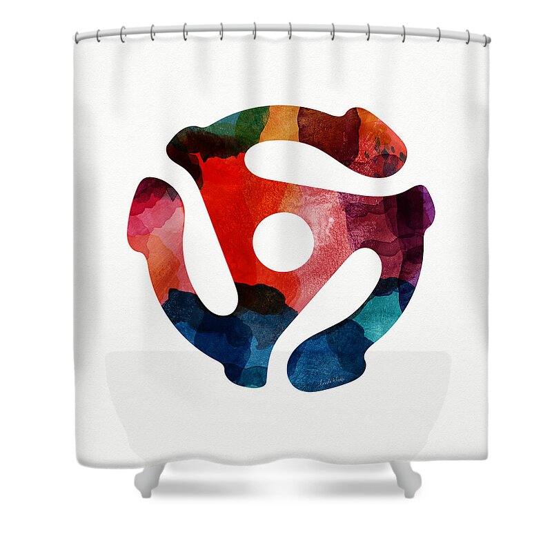 Music Shower Curtain featuring the painting Spinning 45- Art by Linda Woods by Linda Woods