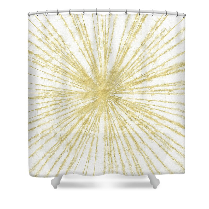 Gold Shower Curtain featuring the painting Spinning Gold- Art by Linda Woods by Linda Woods