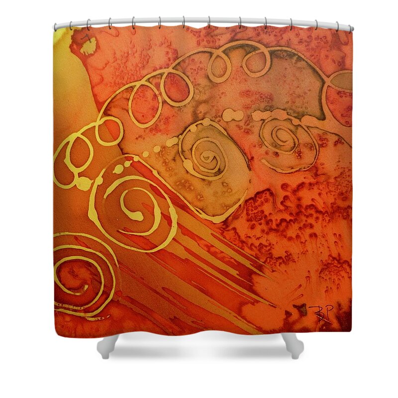 Abstract Shower Curtain featuring the painting Spiral by Barbara Pease