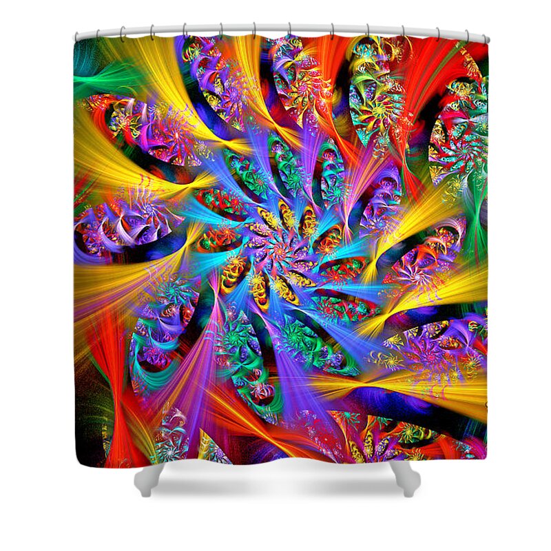Abstract Shower Curtain featuring the digital art Spiral Regeneration by Peggi Wolfe