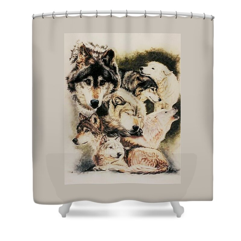 Canine Shower Curtain featuring the pastel Spirit Catcher by Barbara Keith