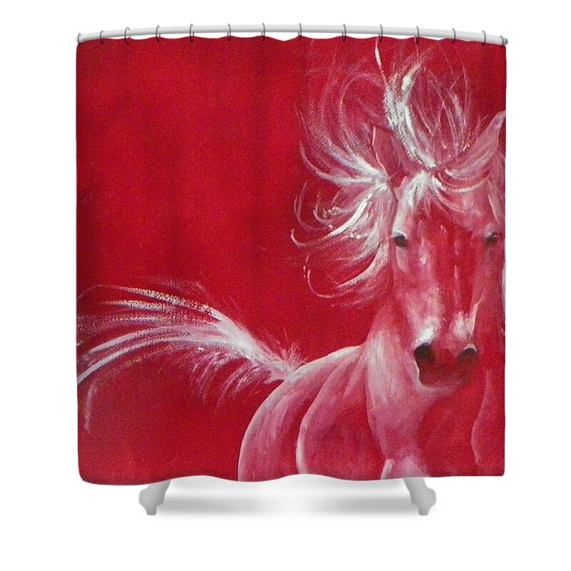 Horse Shower Curtain featuring the painting Spirit by Celene Terry