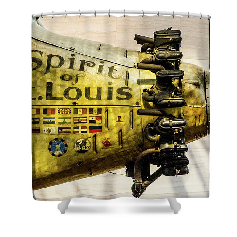 Charles Lindbergh Shower Curtain featuring the photograph Spirit of St Louis by SR Green