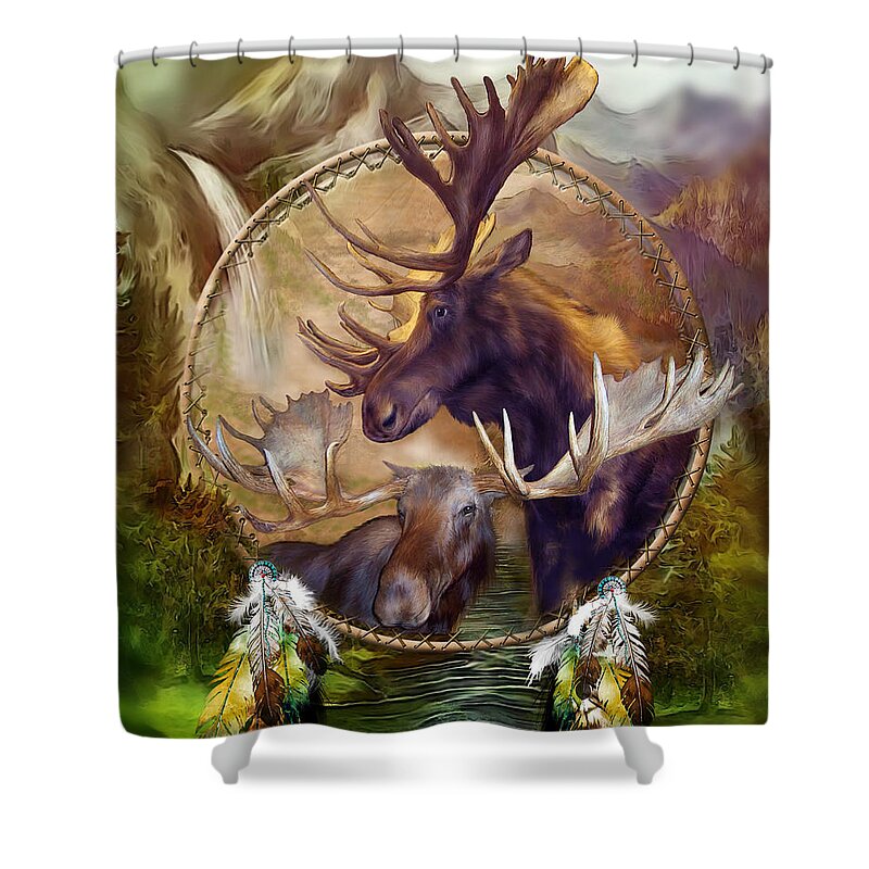 Carol Cavalaris Shower Curtain featuring the mixed media Spirit Of The Moose by Carol Cavalaris