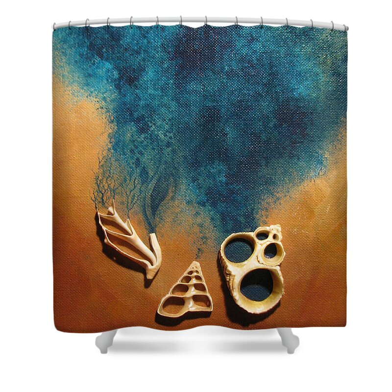 Shells Ocean Seaside Sand Spirits Shower Curtain featuring the painting Spirits Of Shells by Beth Waltz