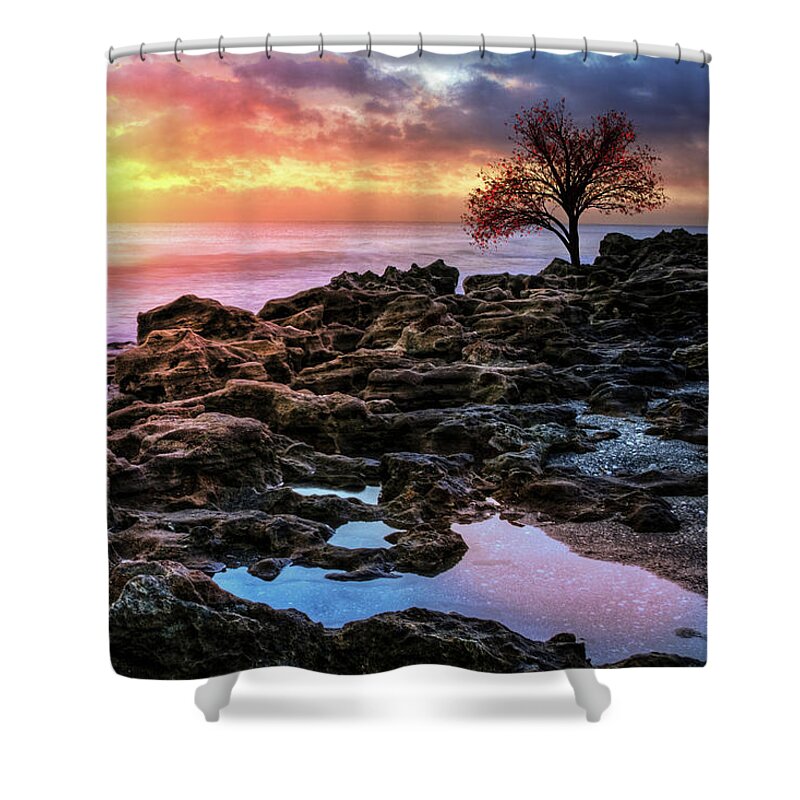 Clouds Shower Curtain featuring the photograph Spiritual Glow at Dawn by Debra and Dave Vanderlaan