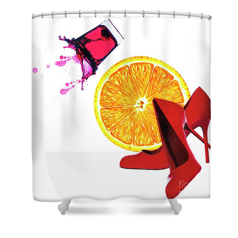Splash Of Red Shower Curtain featuring the mixed media Splash of Red by Elena Nosyreva