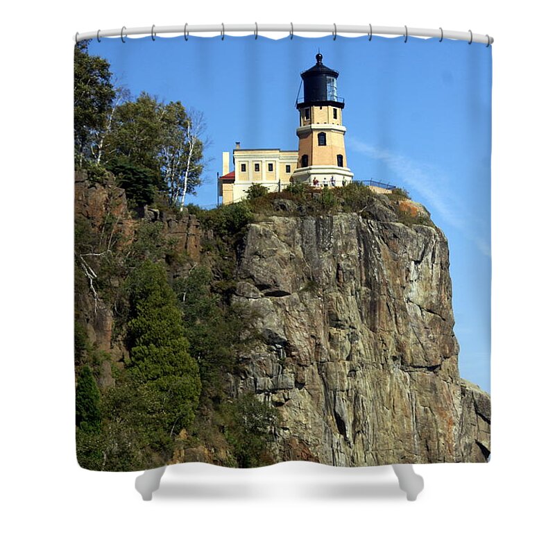 Lighthouse Shower Curtain featuring the photograph Split Rock 3 by Marty Koch
