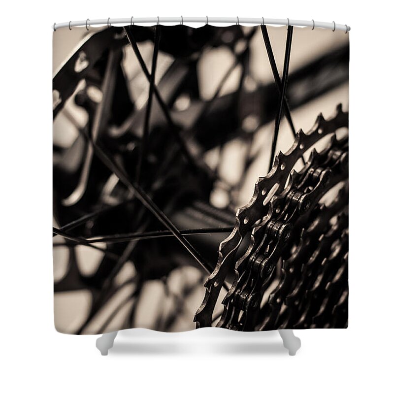 Miguel Shower Curtain featuring the photograph Spokes Pedals and Chains by Miguel Winterpacht