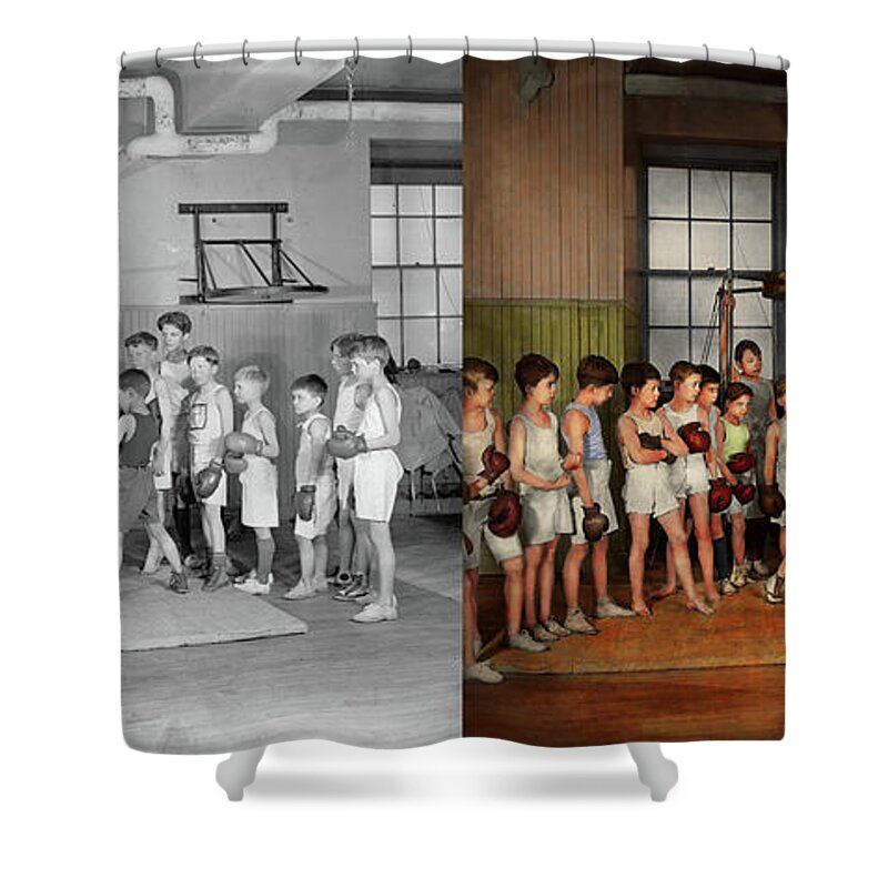 Pugilist Shower Curtain featuring the photograph Sport - Boxing - Fists of fury 1924 - Side by Side by Mike Savad
