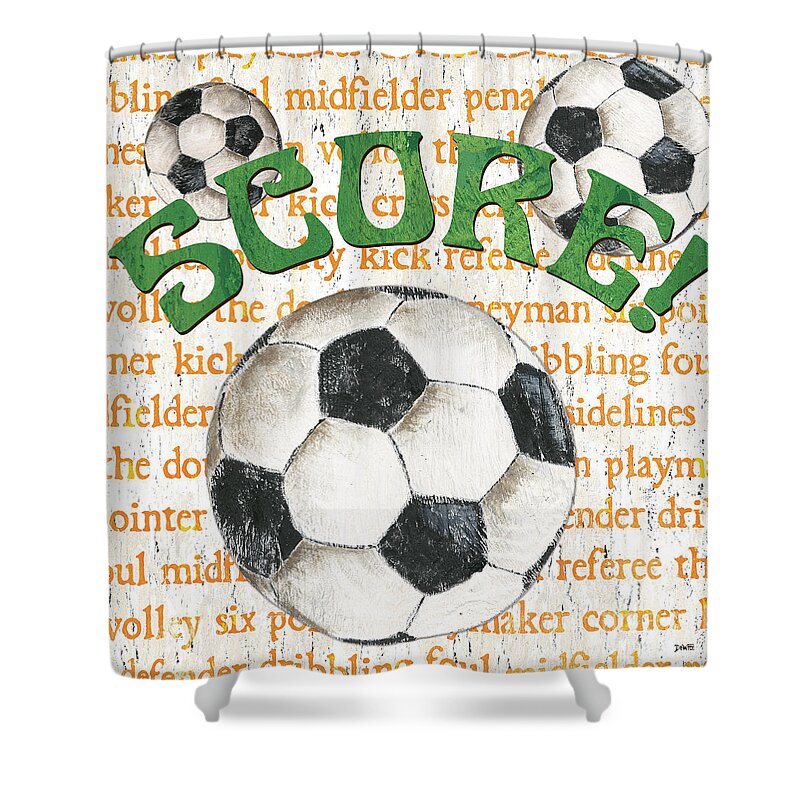 Soccer Shower Curtain featuring the painting Sports Fan Soccer by Debbie DeWitt