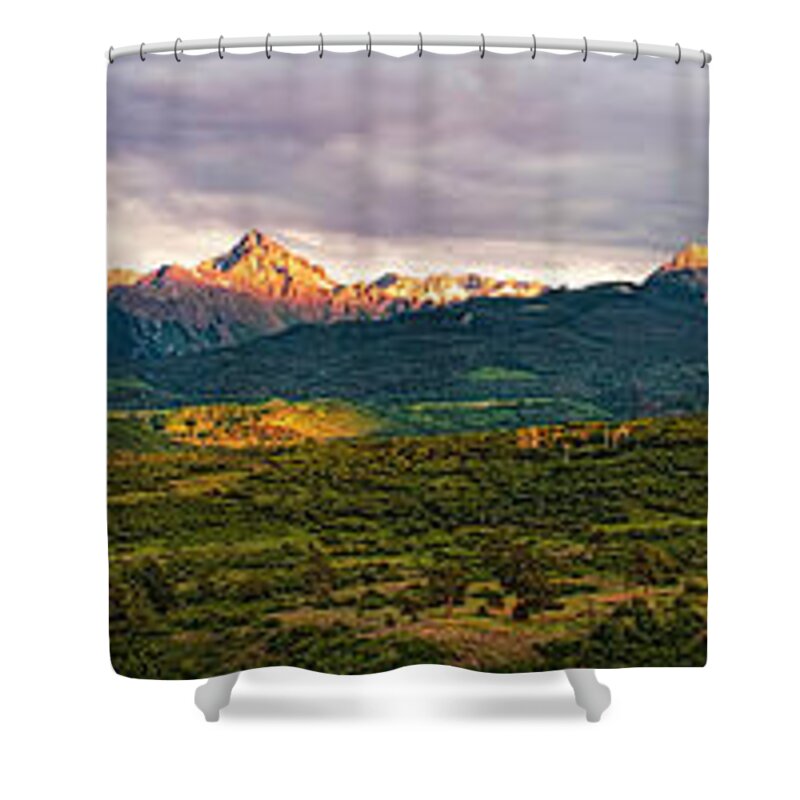 Panorama Shower Curtain featuring the photograph Spotlight on Mt. Sneffels by Rick Wicker