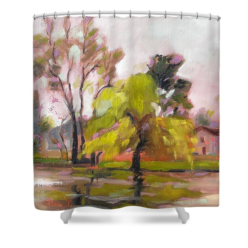  Shower Curtain featuring the painting Spring At Jarnac by Kim PARDON