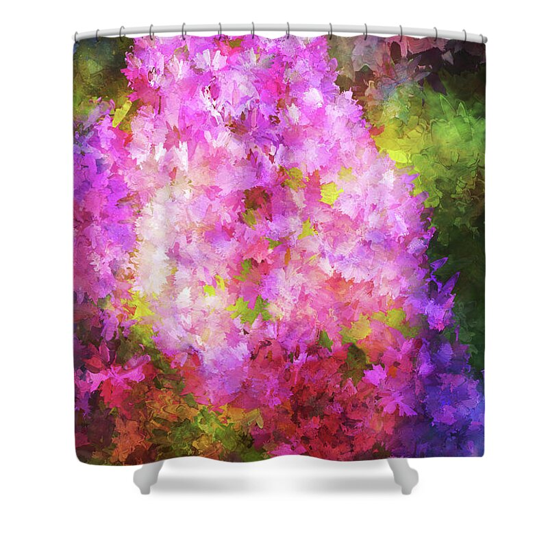 Abstract Shower Curtain featuring the digital art Spring blossom by Lilia S