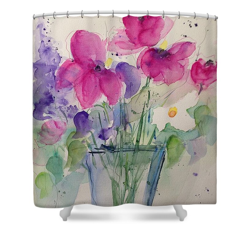 Magnificently Shower Curtain featuring the painting Spring Bouquet 4 by Britta Zehm