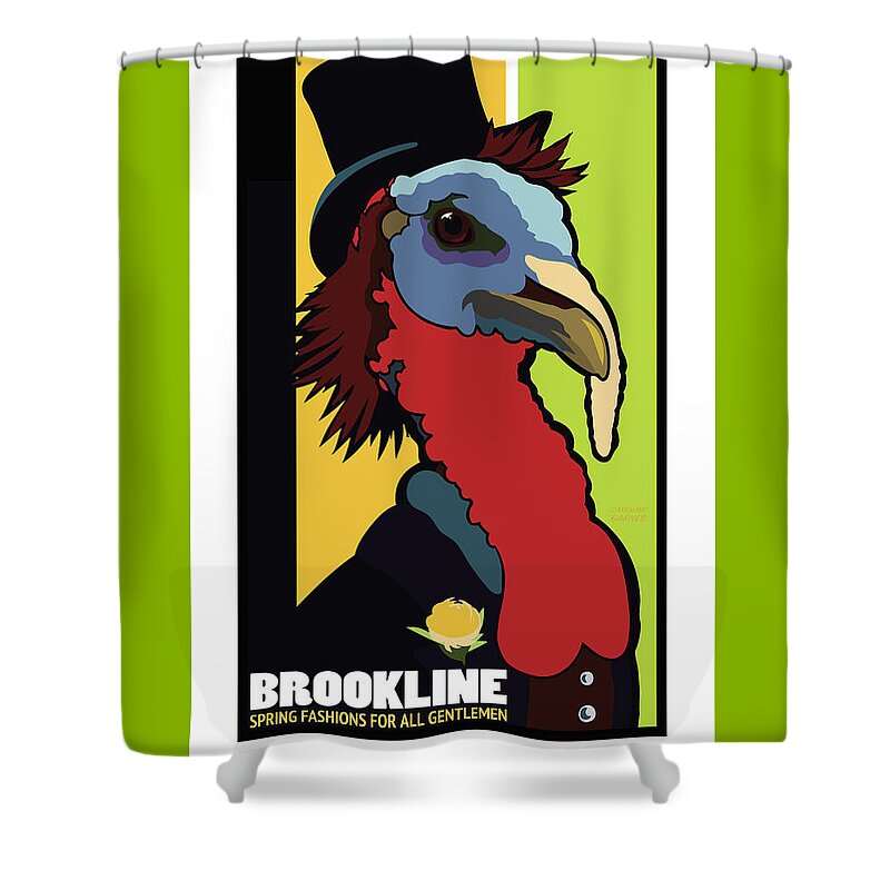 Brookline Turkeys Shower Curtain featuring the digital art Spring Fashion by Caroline Barnes