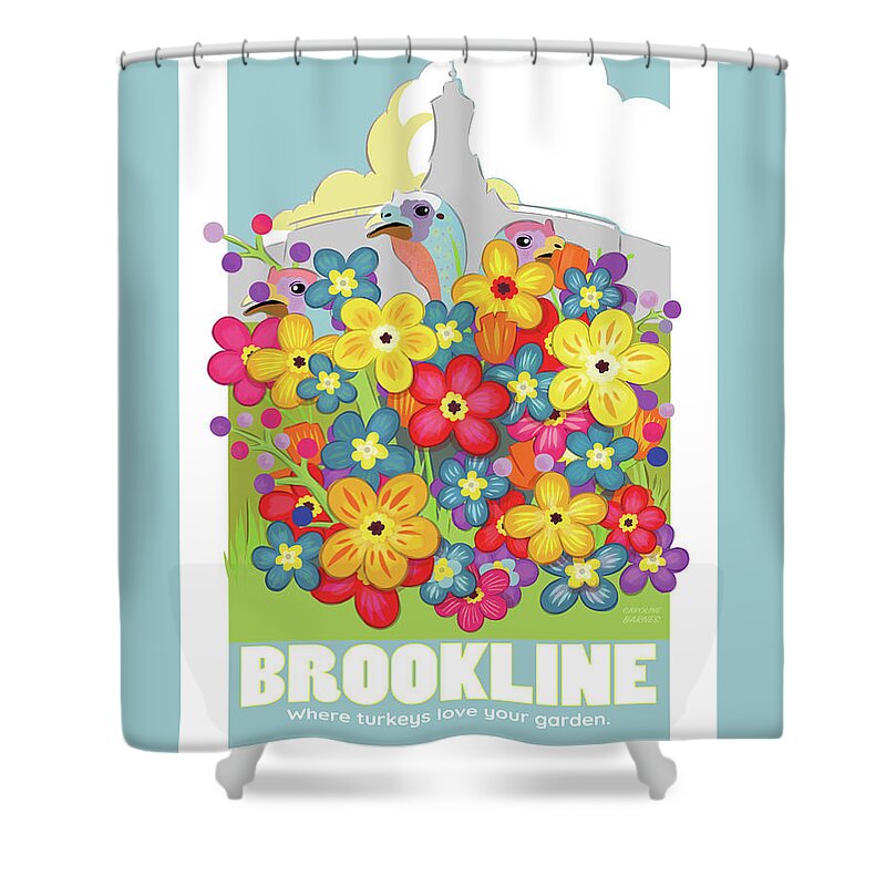 Brookline Turkeys Shower Curtain featuring the digital art Spring Flowers by Caroline Barnes
