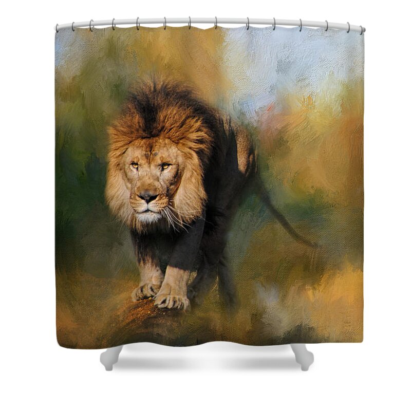 Jai Johnson Shower Curtain featuring the photograph Spring Lion by Jai Johnson