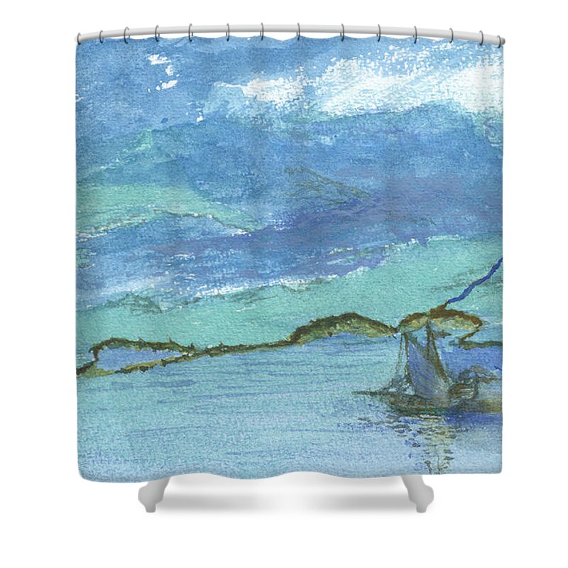 Landscape Shower Curtain featuring the painting Spring Mists by Victor Vosen