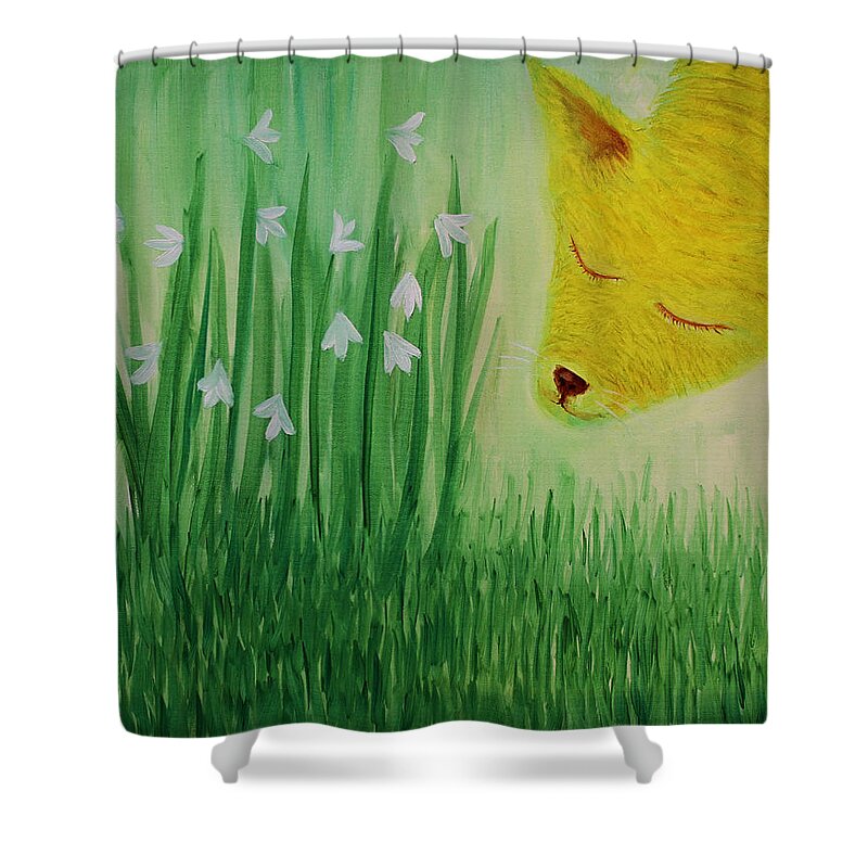 Spring Shower Curtain featuring the painting Spring Morning by Tone Aanderaa