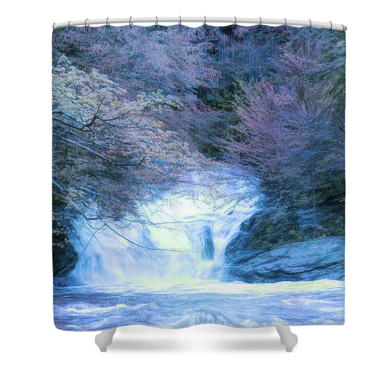 Montgomery Covered Bridge Shower Curtain featuring the photograph Spring Runoff in Vermont by Jeff Folger