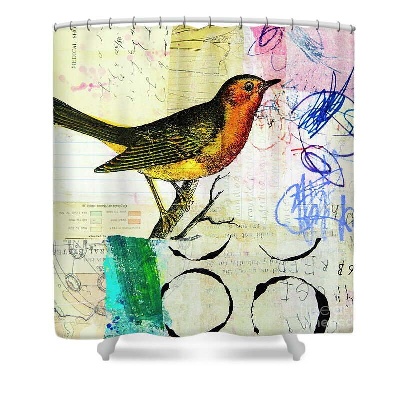 Spring Song Shower Curtain featuring the mixed media Spring Song by Elena Nosyreva
