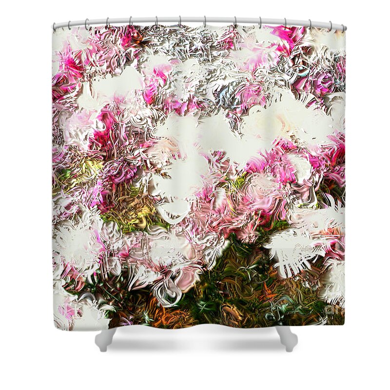 Spring Tulip Tree Landscape Pretty Beautiful Craig Walters Art Photo Photograph Photographic Artist A An The Pink White Abstract Surreal Impressionist Painting Oil Simulated Trees Woods Seasons Shower Curtain featuring the digital art Spring Tulip Tree by Craig Walters