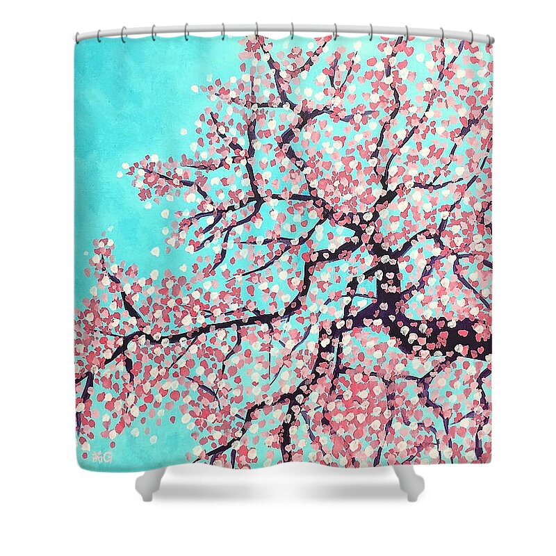 Nature Shower Curtain featuring the painting Spring by Wonju Hulse