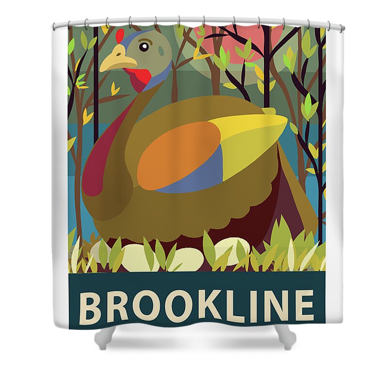 Brookline Turkeys Shower Curtain featuring the digital art Springtime by Caroline Barnes