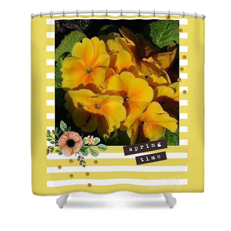 Yellow Primroses Shower Curtain featuring the photograph Springtime Primroses by Joan-Violet Stretch