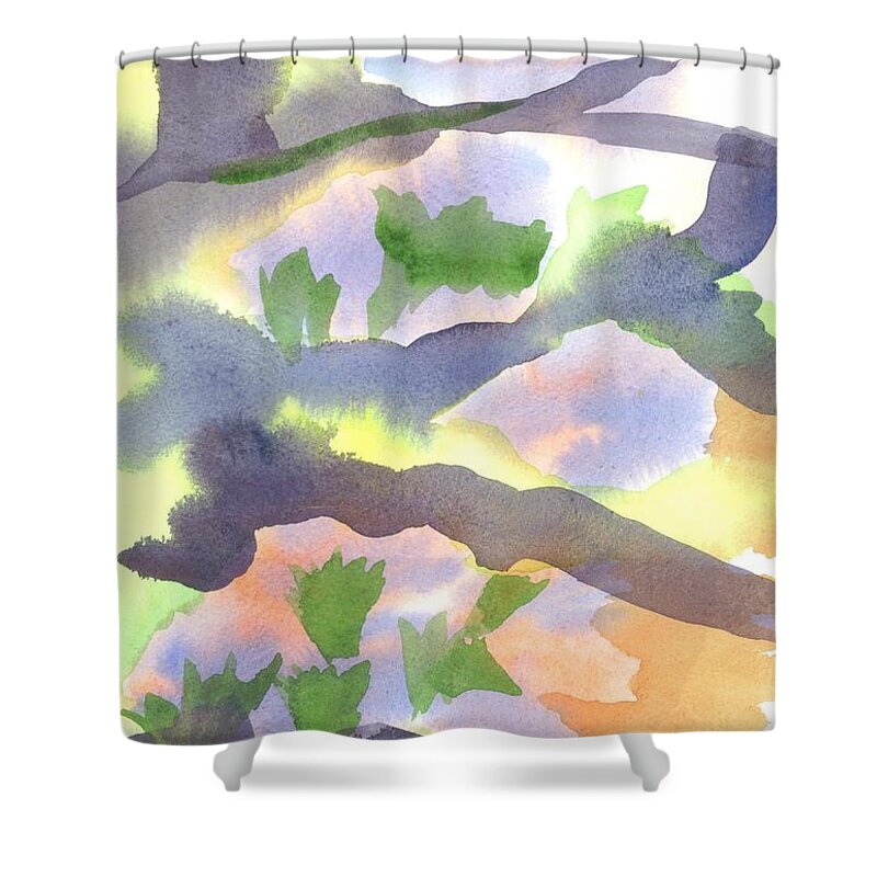 Springtime Wildflower Camouflage Shower Curtain featuring the painting Springtime Wildflower Camouflage by Kip DeVore
