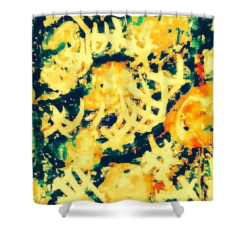 Sprouting Orange Shower Curtain featuring the pastel Sprouting Orange by Brenae Cochran