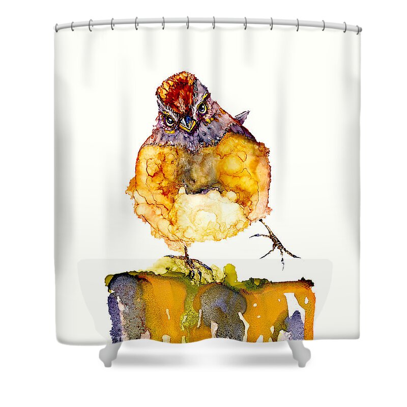 Bird Shower Curtain featuring the painting Spunk by Jan Killian