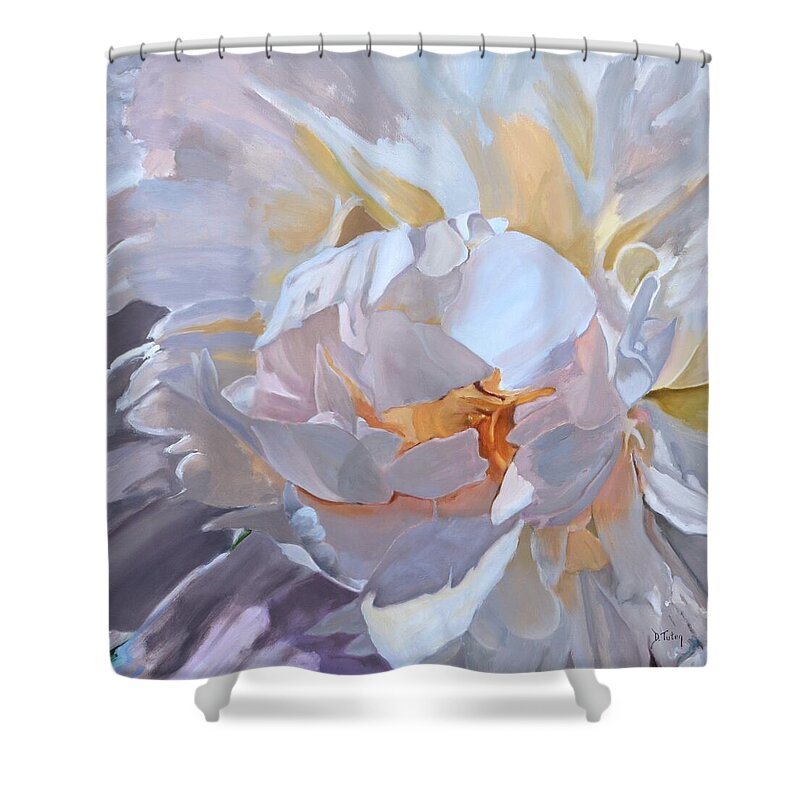 Peony Shower Curtain featuring the painting Square Format Peony Painting by Donna Tuten