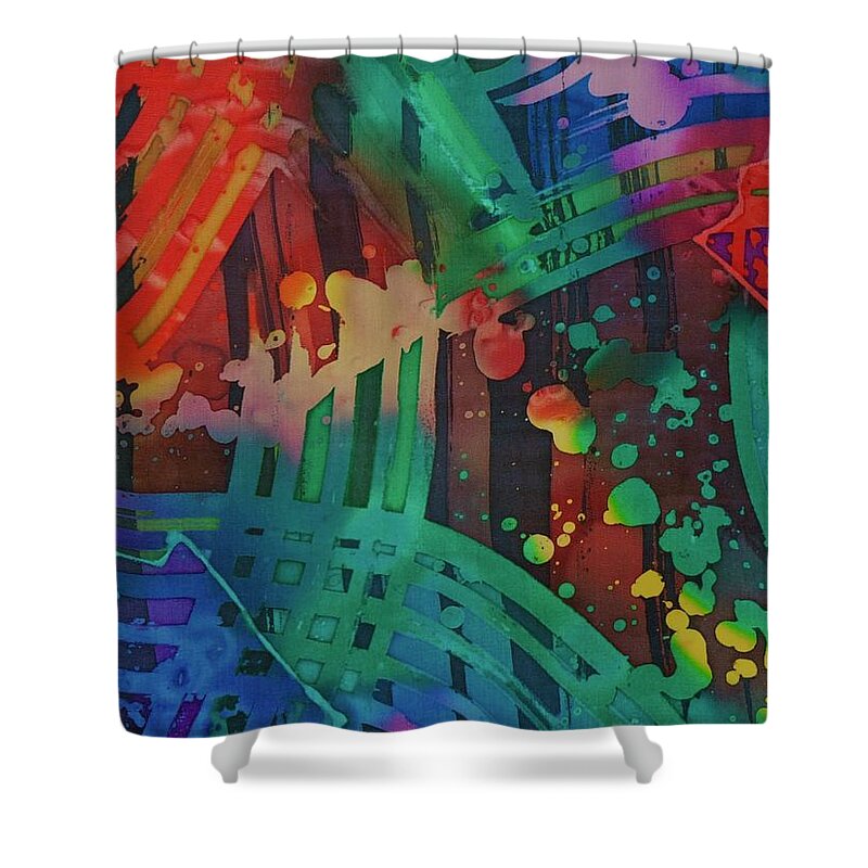 Abstract Shower Curtain featuring the painting Squares And Other Shapes 2 by Barbara Pease