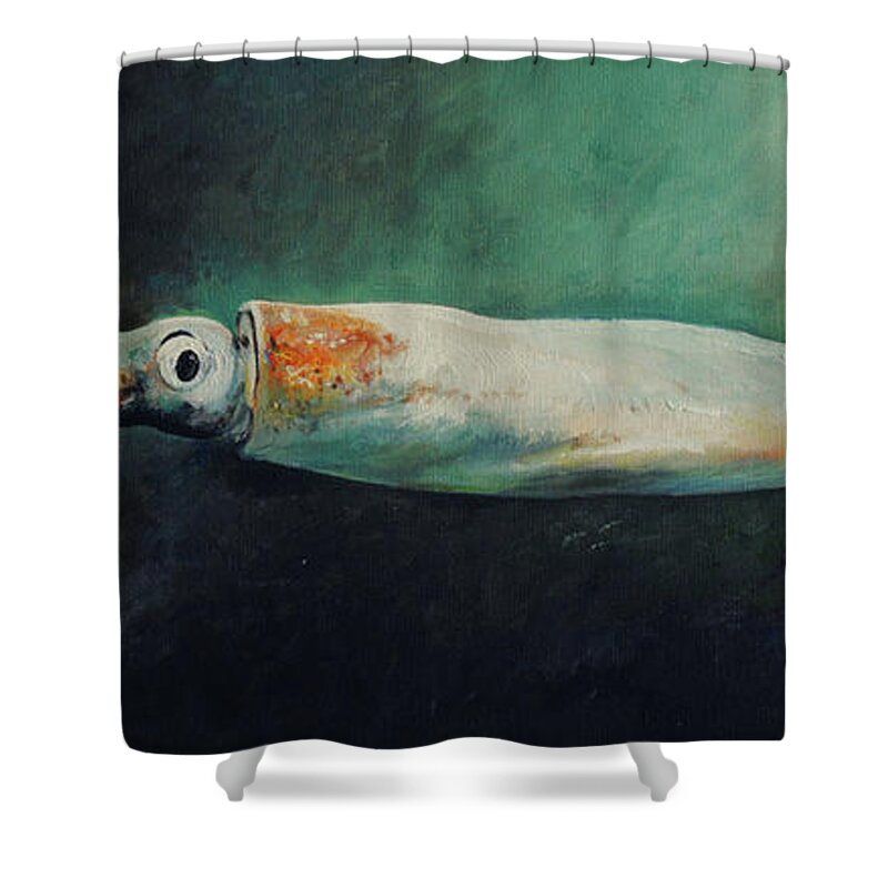 Squid Shower Curtain featuring the painting Squid by Juan Bosco