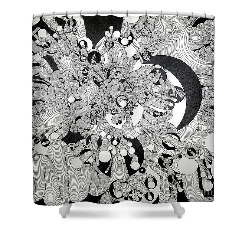 Squiggle Shower Curtain featuring the drawing Squiggle Art By Amy by Amy Stielstra