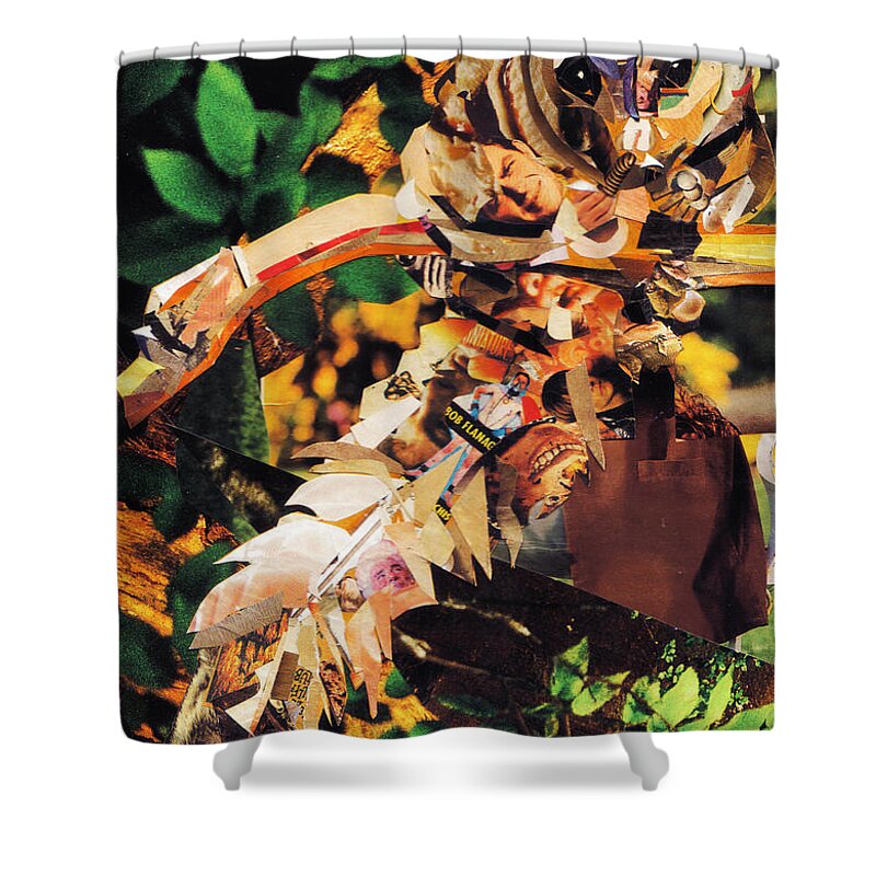 Squirrel Glider Shower Curtain featuring the mixed media Squirrel Glider Collage by Shawna Rowe