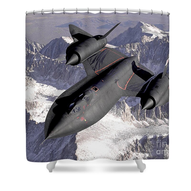 Science Shower Curtain featuring the photograph SR-71 Blackbird 1990s by NASA Science Source