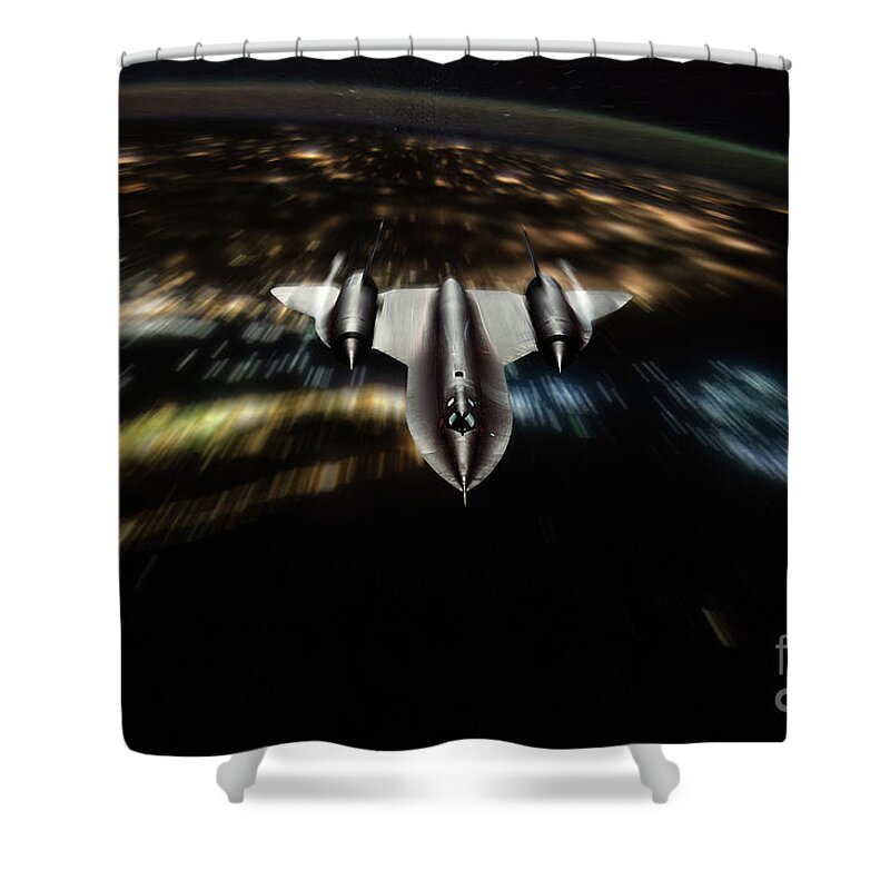 Sr-71 Shower Curtain featuring the digital art SR-71 Night Stalker by Airpower Art