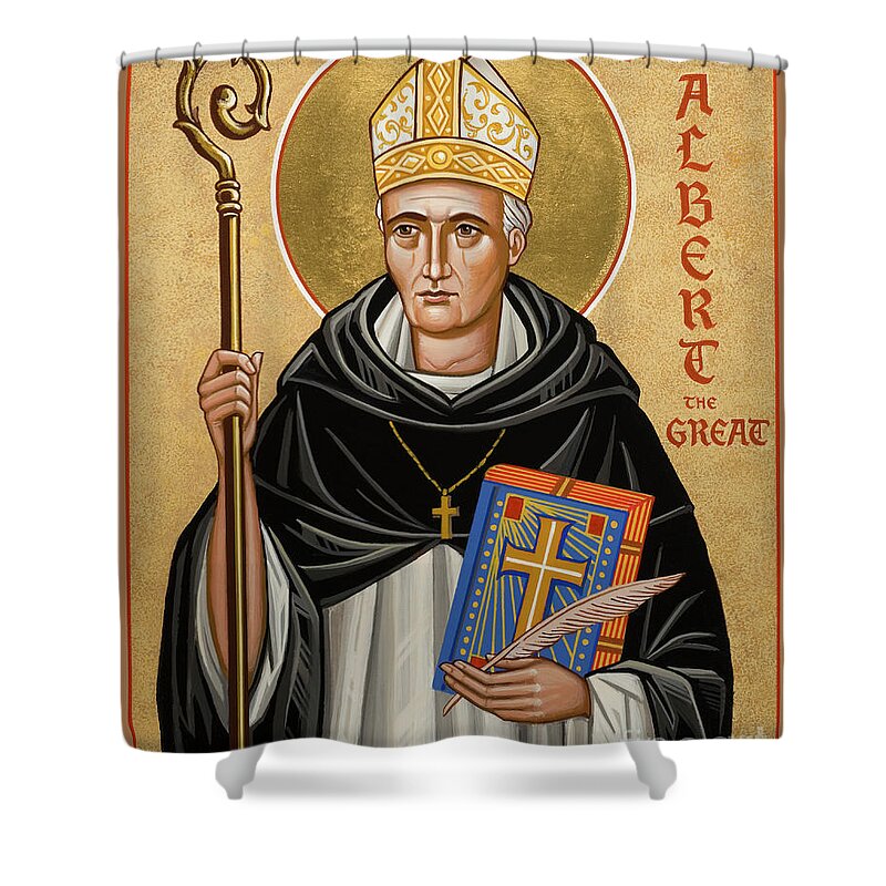 St. Albert The Great Shower Curtain featuring the painting St. Albert the Great - JCATG by Joan Cole