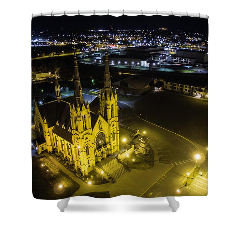 Roanoke Shower Curtain featuring the photograph St. Andrew's 3 by Star City SkyCams
