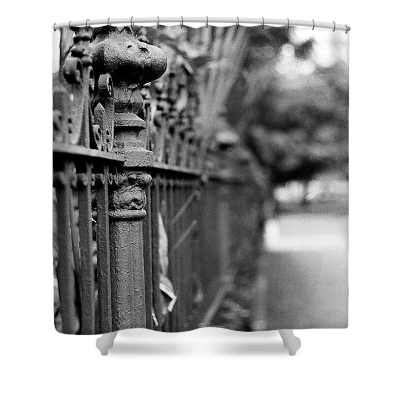 New Orleans Shower Curtain featuring the photograph St. Charles Ave Wrought Iron Fence by KG Thienemann
