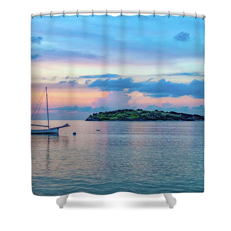 Boat Shower Curtain featuring the photograph St Croix colors by Greg Wyatt